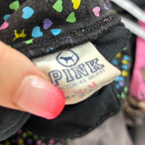 victoria's secret pink heart fold over flare yoga pants - Picture 3 of 8